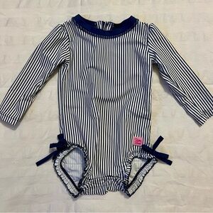 Ruffle Butts Navy and White Striped Bodysuit